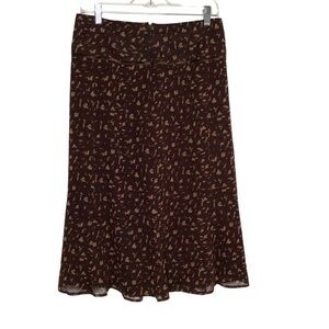Pendleton Skirt Sz 6 Red Floral Silk‎ Midi Burgandy EUC